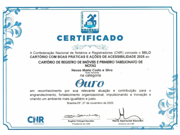 Selo Ouro de Acessibilidade CNR